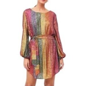 FARM RIO Rainbow Sequin Mini Dress Size S